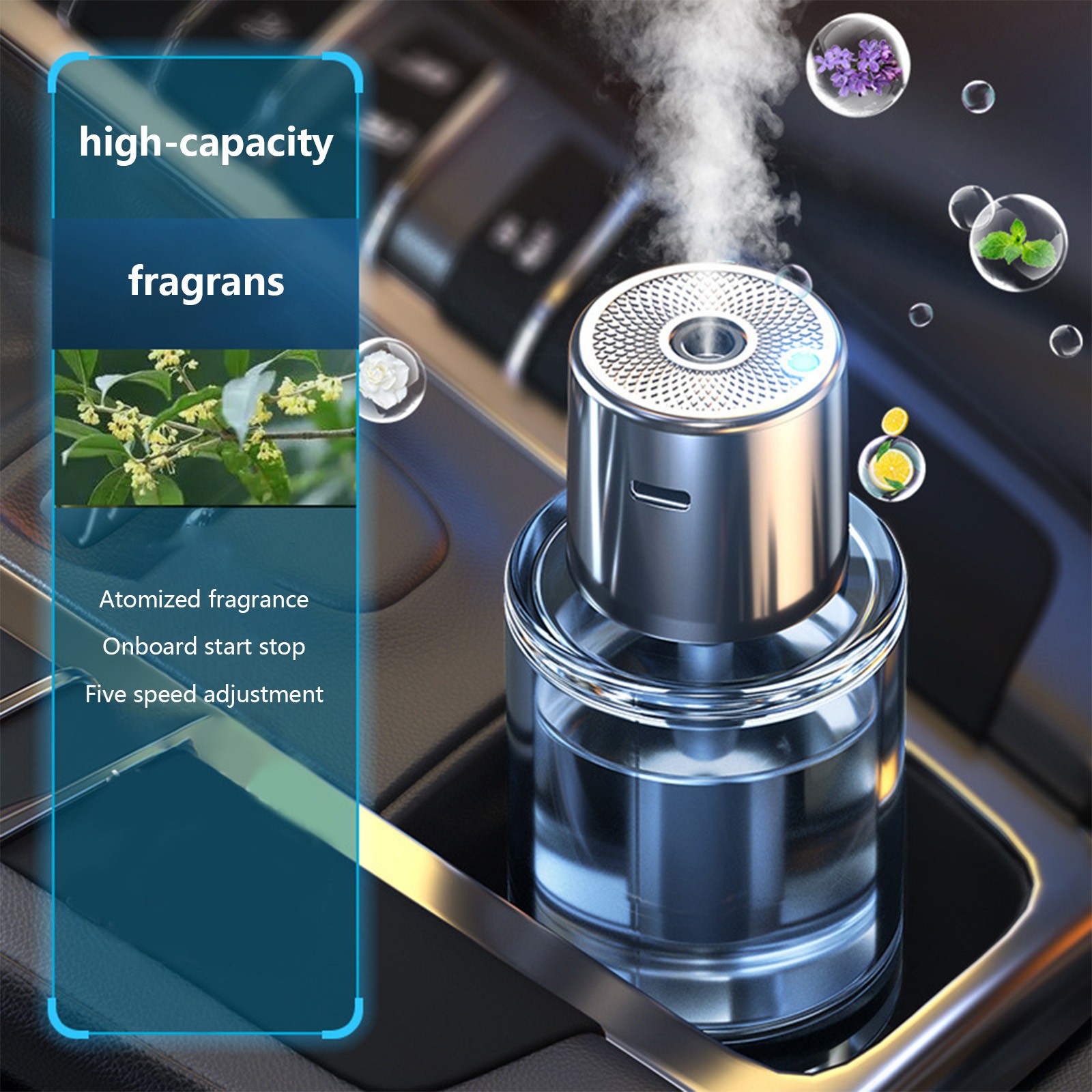 shyuyusa Car Diffuser Humidifier Aromatherapy Essential Oil Diffuser USB Cool Mist Essential Oils Portable Mini Ultrasonic Mist Mini Portable Diffuser For Car Home Office Bedroom (120ml)